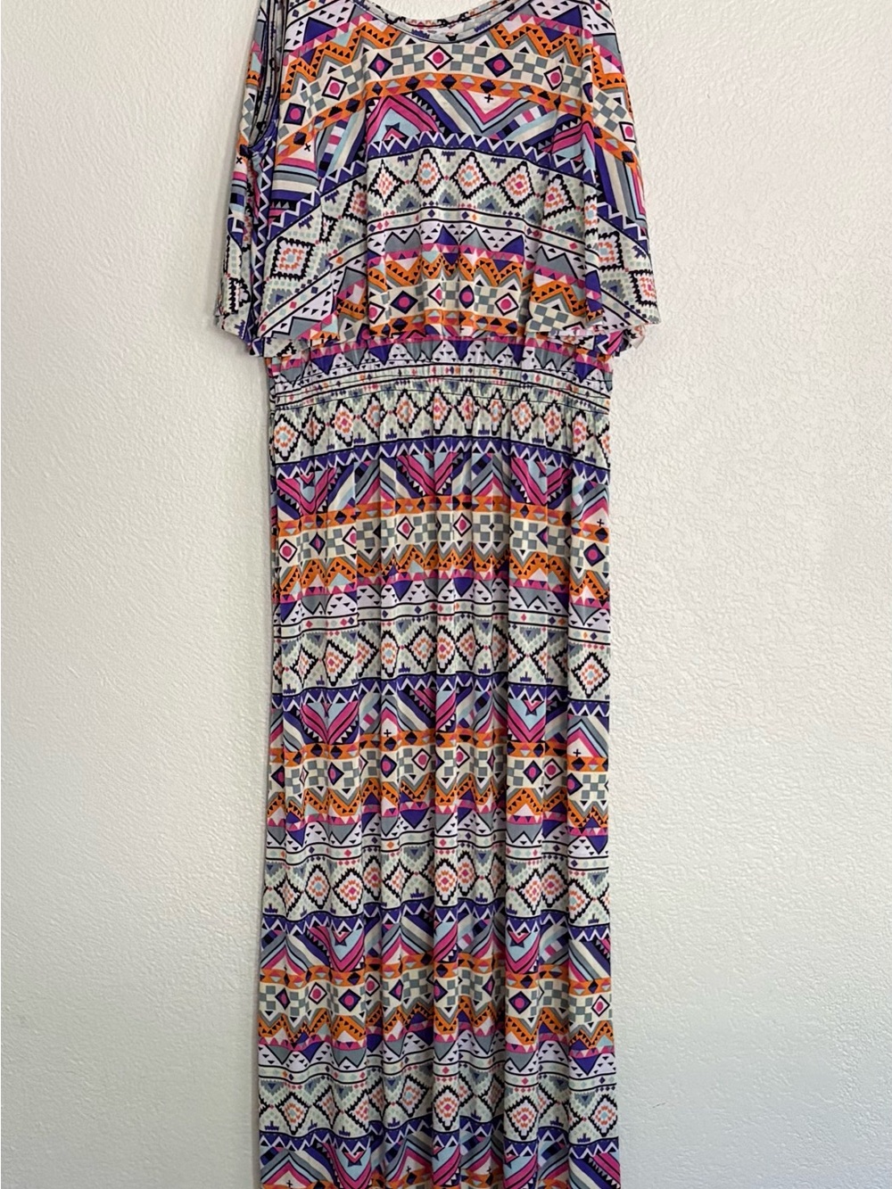 west loop Geometric Maxi Dress in Purple, Orange & Cream